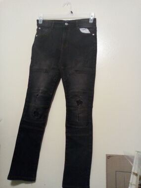 Nova Kids Boys Black Distressed Slim Jeans Size 16 A-37